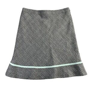 Vtg GAP Women's 12 Gray Wool Blend Tweed Skirt Velvet Trim Academia Preppy